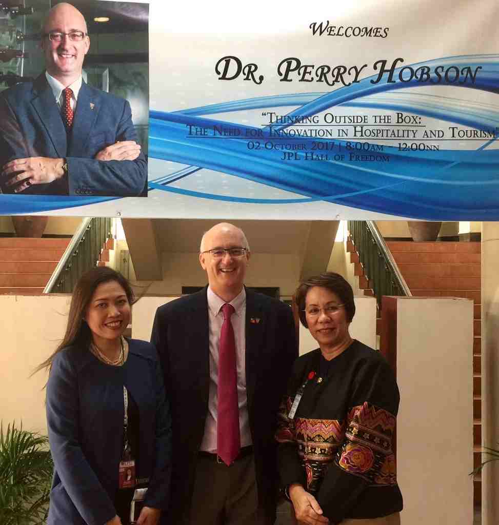 Dr Lilibeth Aragon (LPU), Prof Perry Hobson, Dr Tina Aquino Ma (LPU), at LPU’s Manila Campus