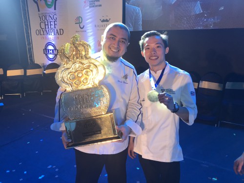 Chef Farouk poses proudly with Jia Yi after the award ceremony